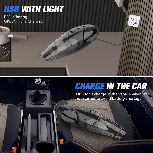 Handheld Vacuum Cordless Rechargeable, LED Light, 1.65 Pounds Car Vacuums - Picture 7 of 7